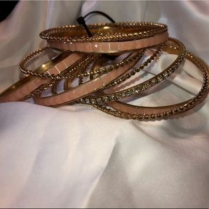 10 piece pink & rose gold bangle bracelet set